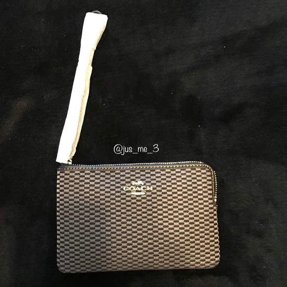 Coach Legacy Jaquard Wristlet Gray/Black/Silver - Picture 4 of 8